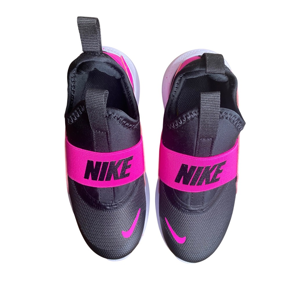 Nike Flex Runner 4 PS Laser Fuchsia Black Kids Slip On Sneakers IF2894-604 12C - Picture 2 of 7